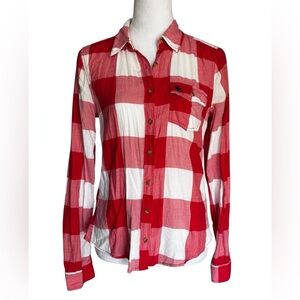 ABERCROMBIE AND FITCH Red and White Buffalo Check Button Down Womens Medium